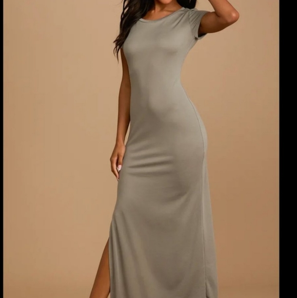 ****SOLD****NWT Lulu's Green Short Sleeve Fitted Maxi Dress Dress - Picture 6 of 17